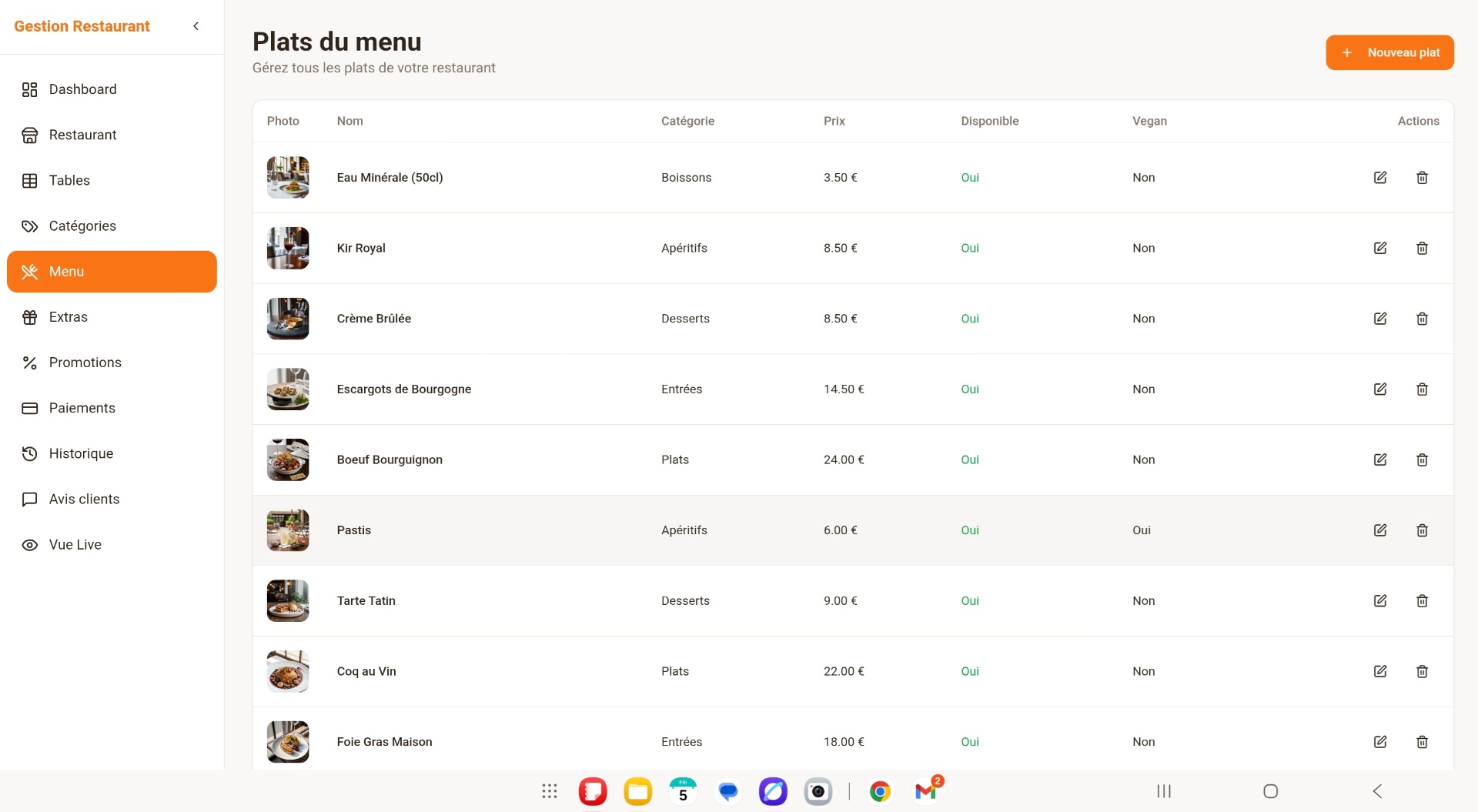 Menu Management